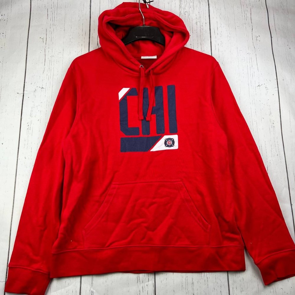 Chicago Fire FC MLS Large Fanatics Pullover‎ Hoodie Jacket Red New Men